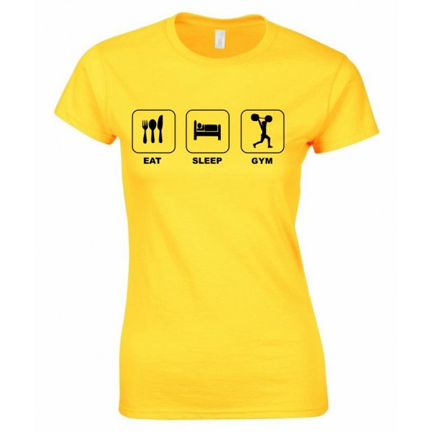Eat Sleep Gym Fitted Ladies Tshirt