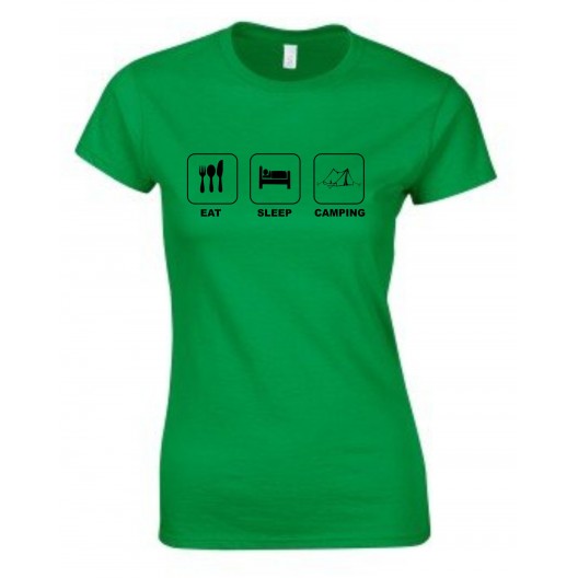 Eat Sleep Camping Fitted Ladies T-Shirt