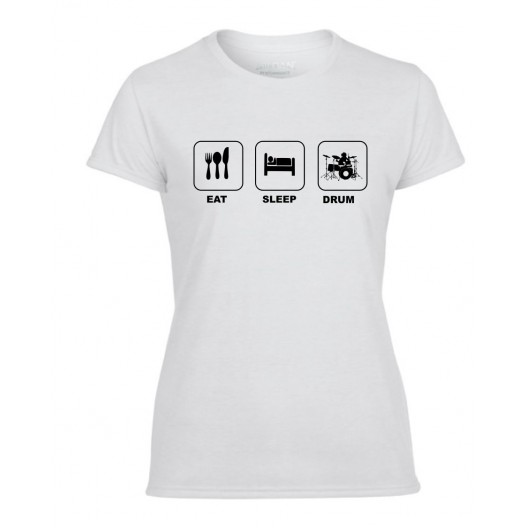 Eat Sleep Drum Fitted Ladies Tshirt