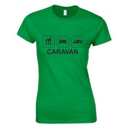 Eat Sleep Caravan Fitted Ladies Tshirt